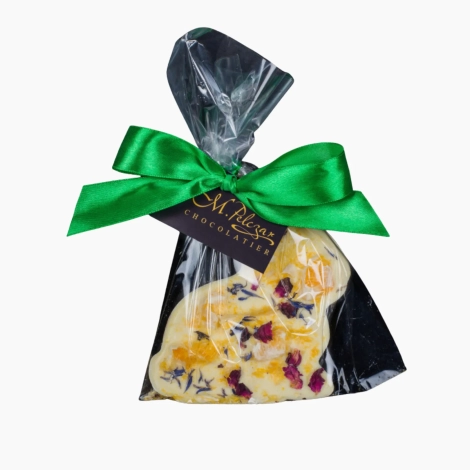 Zając z mlecznej czekolady 33,6% z wiśnią i truskawkami 90g